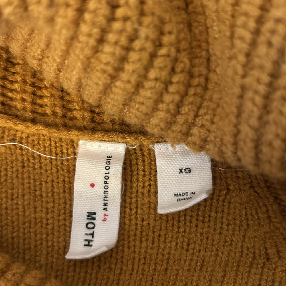 Moth Anthropologie Mustard Cowl Neck Sweater - Picture 3 of 6